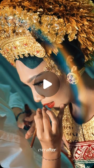 Close portrait of Devi during her bridal makeup preparation